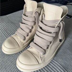 Rick Owens Cream High-Top Sneakers